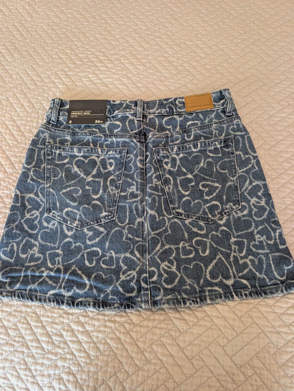 American Eagle Jean Skirt Women's Size 2 Blue Stretch High-Waisted Perfect Mini